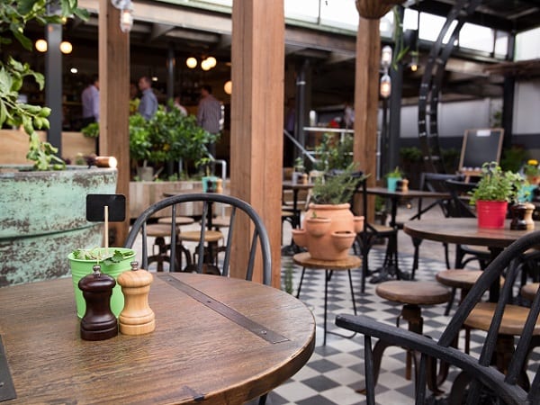 photograph of beer garden table and chairs
